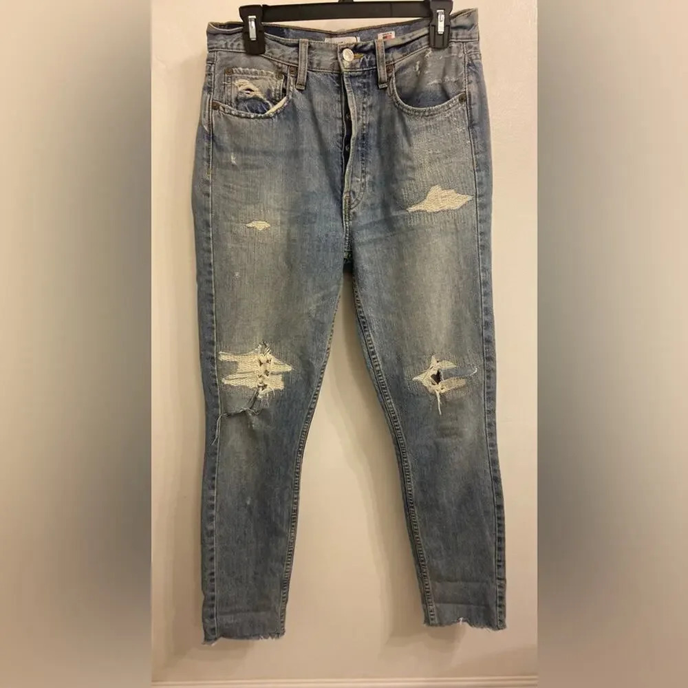 Re/Done Originals Distressed Blue Jeans Size 28